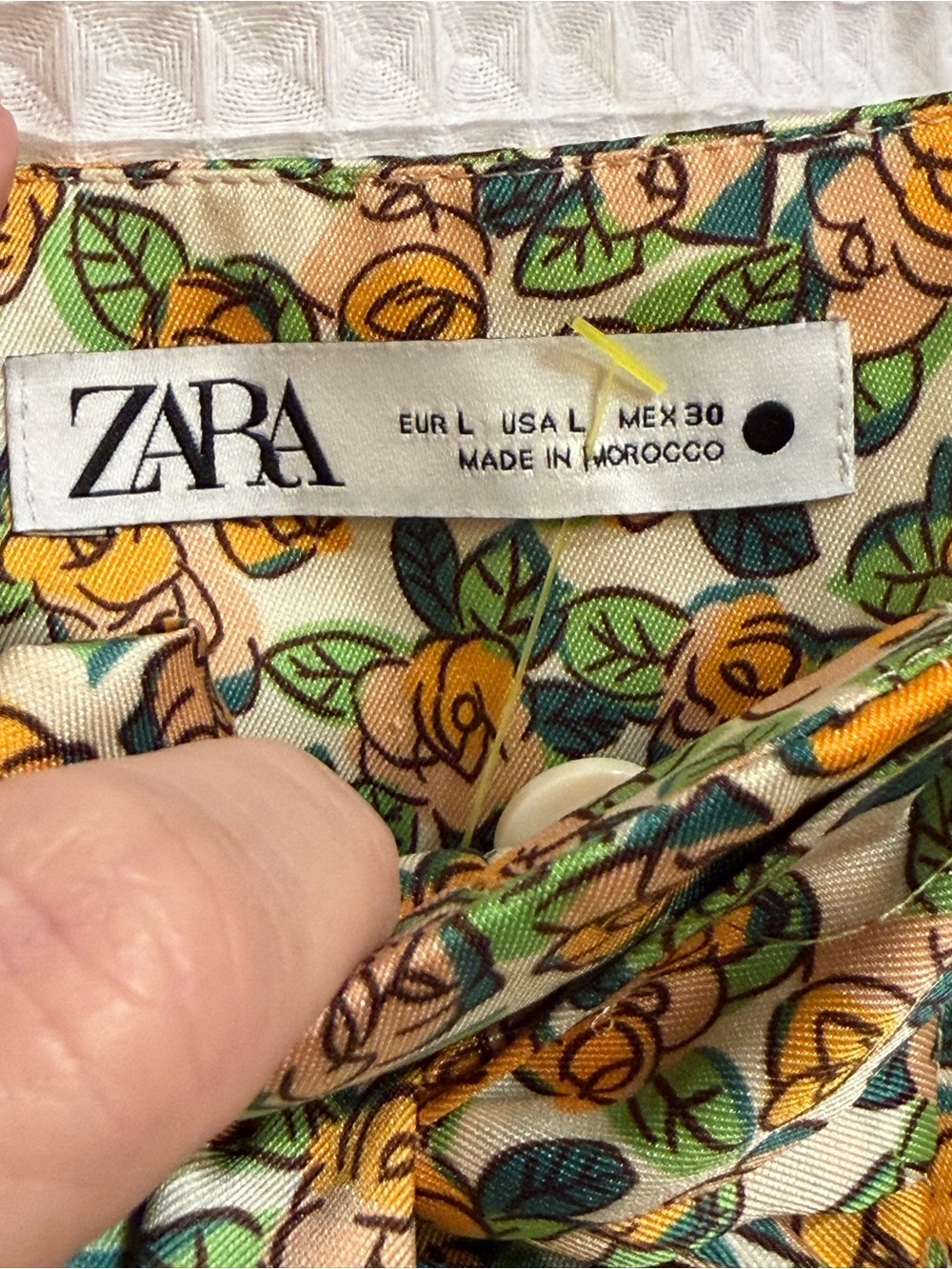 Zara Wide Leg Ditsy Floral Silky Tie Waist Pants Size Large Palazzo Trousers - Picture 6 of 12